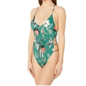 BCBGMaxAzria Desert Flower Tie Front Swimsuit